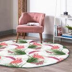 - RealHomes Dijital Baskılı Kaymaz Tabanlı Comfort Yuvarlak Halı - Realhomes Realhomes Flamingo Desen Dijital Baskılı Modern Yeşil Balkon Yıkanabilir Kaymaz Tabanlı Yuvarlak Halı Realhomes