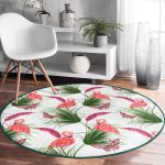 - RealHomes Dijital Baskılı Kaymaz Tabanlı Comfort Yuvarlak Halı - Realhomes Realhomes Flamingo Desen Dijital Baskılı Modern Yeşil Balkon Yıkanabilir Kaymaz Tabanlı Yuvarlak Halı Realhomes