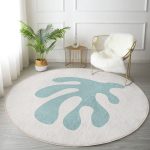 - RealHomes Dijital Baskılı Kaymaz Tabanlı Comfort Yuvarlak Halı - Realhomes  Renkli Zeminde Onedraw Çizimli Yaprak Motifli Dijital Baskılı Modern Turkuaz Mutfak Yıkanabilir Kaymaz Tabanlı Yuvarlak Halı Realhomes