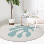 - RealHomes Dijital Baskılı Kaymaz Tabanlı Comfort Yuvarlak Halı - Realhomes  Renkli Zeminde Onedraw Çizimli Yaprak Motifli Dijital Baskılı Modern Turkuaz Mutfak Yıkanabilir Kaymaz Tabanlı Yuvarlak Halı Realhomes