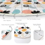 - RealHomes Dijital Baskılı Kaymaz Tabanlı Comfort Yuvarlak Halı - Realhomes  Renkli Zeminde Onedraw Çizimli Yaprak Motifli Dijital Baskılı Modern Salon ve Oturma Odası Kaymaz Tabanlı Yuvarlak Halı Realhomes