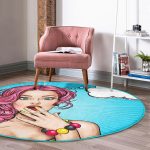 - RealHomes Dijital Baskılı Kaymaz Tabanlı Comfort Yuvarlak Halı - Realhomes  Realhomes Pop Art Desen Dijital Baskılı Turkuaz Çocuk ve Genç Odası Yıkanabilir Kaymaz Tabanlı Yuvarlak Halı Realhomes