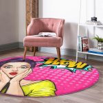 - RealHomes Dijital Baskılı Kaymaz Tabanlı Comfort Yuvarlak Halı - Realhomes  Realhomes Pop Art Resimli Dijital Baskılı Pembe Çocuk ve Genç Odası Yıkanabilir Kaymaz Tabanlı Yuvarlak Halı Realhomes