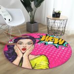 - RealHomes Dijital Baskılı Kaymaz Tabanlı Comfort Yuvarlak Halı - Realhomes  Realhomes Pop Art Resimli Dijital Baskılı Pembe Çocuk ve Genç Odası Yıkanabilir Kaymaz Tabanlı Yuvarlak Halı Realhomes