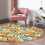 - RealHomes Dijital Baskılı Kaymaz Tabanlı Comfort Yuvarlak Halı - Realhomes  Renkli Zeminde Onedraw Çizimli Limon Desenli Dijital Baskılı Modern Turuncu Outdoor Yıkanabilir Kaymaz Tabanlı Yuvarlak Halı Realhomes