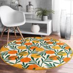 - RealHomes Dijital Baskılı Kaymaz Tabanlı Comfort Yuvarlak Halı - Realhomes  Renkli Zeminde Onedraw Çizimli Limon Desenli Dijital Baskılı Modern Turuncu Outdoor Yıkanabilir Kaymaz Tabanlı Yuvarlak Halı Realhomes