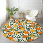 - RealHomes Dijital Baskılı Kaymaz Tabanlı Comfort Yuvarlak Halı - Realhomes  Renkli Zeminde Onedraw Çizimli Limon Desenli Dijital Baskılı Modern Turuncu Outdoor Yıkanabilir Kaymaz Tabanlı Yuvarlak Halı Realhomes