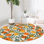 - RealHomes Dijital Baskılı Kaymaz Tabanlı Comfort Yuvarlak Halı - Realhomes  Renkli Zeminde Onedraw Çizimli Limon Desenli Dijital Baskılı Modern Turuncu Outdoor Yıkanabilir Kaymaz Tabanlı Yuvarlak Halı Realhomes