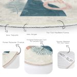 - RealHomes Dijital Baskılı Kaymaz Tabanlı Comfort Yuvarlak Halı - Realhomes  Renkli Zeminde Onedraw Çizimli Yaprak Desenli Dijital Baskılı Modern Salon ve Oturma Odası Kaymaz Tabanlı Yuvarlak Halı Realhomes