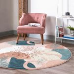 - RealHomes Dijital Baskılı Kaymaz Tabanlı Comfort Yuvarlak Halı - Realhomes  Renkli Zeminde Soyut Çizimli Dijital Baskılı Modern Salon ve Oturma Odası Yıkanabilir Kaymaz Tabanlı Yuvarlak Halı Realhomes