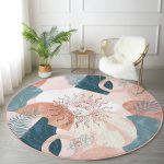 - RealHomes Dijital Baskılı Kaymaz Tabanlı Comfort Yuvarlak Halı - Realhomes  Renkli Zeminde Soyut Çizimli Dijital Baskılı Modern Salon ve Oturma Odası Yıkanabilir Kaymaz Tabanlı Yuvarlak Halı Realhomes