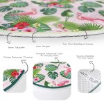 - RealHomes Dijital Baskılı Kaymaz Tabanlı Comfort Yuvarlak Halı - Realhomes Flamingo Desen Dijital Baskılı Modern Yeşil Salon ve Oturma Odası Yıkanabilir Kaymaz Tabanlı Yuvarlak Halı Realhomes