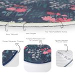 - RealHomes Dijital Baskılı Kaymaz Tabanlı Comfort Yuvarlak Halı - Realhomes Renkli Zeminde Onedraw Çizimli Çiçek Desenli Dijital Baskılı Modern Lacivert Salon ve Oturma Odası Kaymaz Tabanlı Yuvarlak Halı Realhomes