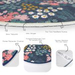 - RealHomes Dijital Baskılı Kaymaz Tabanlı Comfort Yuvarlak Halı - Realhomes  Renkli Zeminde Onedraw Çizimli Çiçek Desenli Dijital Baskılı Modern Lacivert Salon ve Oturma Odası Kaymaz Tabanlı Yuvarlak Halı Realhomes