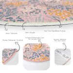 - RealHomes Dijital Baskılı Kaymaz Tabanlı Comfort Yuvarlak Halı - Realhomes  Renkli Zeminde Onedraw Çizimli Çiçek Desenli Dijital Baskılı Modern Pembe Salon ve Oturma Odası Kaymaz Tabanlı Yuvarlak Halı Realhomes