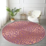 - RealHomes Dijital Baskılı Kaymaz Tabanlı Comfort Yuvarlak Halı - Realhomes  Renkli Zeminde Parlak Görünümlü Çizim Dijital Baskılı Modern Pembe Yatak Odası Yıkanabilir Kaymaz Tabanlı Yuvarlak Halı Realhomes