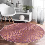 - RealHomes Dijital Baskılı Kaymaz Tabanlı Comfort Yuvarlak Halı - Realhomes  Renkli Zeminde Parlak Görünümlü Çizim Dijital Baskılı Modern Pembe Yatak Odası Yıkanabilir Kaymaz Tabanlı Yuvarlak Halı Realhomes