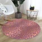 - RealHomes Dijital Baskılı Kaymaz Tabanlı Comfort Yuvarlak Halı - Realhomes  Renkli Zeminde Parlak Görünümlü Çizim Dijital Baskılı Modern Pembe Yatak Odası Yıkanabilir Kaymaz Tabanlı Yuvarlak Halı Realhomes