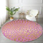 - RealHomes Dijital Baskılı Kaymaz Tabanlı Comfort Yuvarlak Halı - Realhomes  Renkli Zeminde Parlak Görünümlü Çizim Dijital Baskılı Modern Pembe Yatak Odası Yıkanabilir Kaymaz Tabanlı Yuvarlak Halı Realhomes