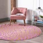 - RealHomes Dijital Baskılı Kaymaz Tabanlı Comfort Yuvarlak Halı - Realhomes  Renkli Zeminde Parlak Görünümlü Çizim Dijital Baskılı Modern Pembe Yatak Odası Yıkanabilir Kaymaz Tabanlı Yuvarlak Halı Realhomes