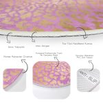 - RealHomes Dijital Baskılı Kaymaz Tabanlı Comfort Yuvarlak Halı - Realhomes  Renkli Zeminde Parlak Görünümlü Çizim Dijital Baskılı Modern Pembe Yatak Odası Yıkanabilir Kaymaz Tabanlı Yuvarlak Halı Realhomes