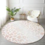 - RealHomes Dijital Baskılı Kaymaz Tabanlı Comfort Yuvarlak Halı - Realhomes  Renkli Zeminde Parlak Görünümlü Çizim Dijital Baskılı Modern Krem Yatak Odası Yıkanabilir Kaymaz Tabanlı Yuvarlak Halı Realhomes