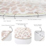 - RealHomes Dijital Baskılı Kaymaz Tabanlı Comfort Yuvarlak Halı - Realhomes  Renkli Zeminde Parlak Görünümlü Çizim Dijital Baskılı Modern Krem Yatak Odası Yıkanabilir Kaymaz Tabanlı Yuvarlak Halı Realhomes