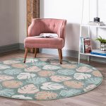 - RealHomes Dijital Baskılı Kaymaz Tabanlı Comfort Yuvarlak Halı - Realhomes  Renkli Zeminli Yaprak Desenli Dijital Baskılı Modern Kahverengi Salon ve Oturma Odası Yıkanabilir Kaymaz Tabanlı Yuvarlak Halı Realhomes