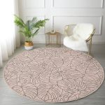 - RealHomes Dijital Baskılı Kaymaz Tabanlı Comfort Yuvarlak Halı - Realhomes  Renkli Zeminli Yaprak Desenli Dijital Baskılı Modern Kahverengi Salon ve Oturma Odası Yıkanabilir Kaymaz Tabanlı Yuvarlak Halı Realhomes