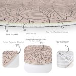 - RealHomes Dijital Baskılı Kaymaz Tabanlı Comfort Yuvarlak Halı - Realhomes  Renkli Zeminli Yaprak Desenli Dijital Baskılı Modern Kahverengi Salon ve Oturma Odası Yıkanabilir Kaymaz Tabanlı Yuvarlak Halı Realhomes