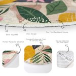 - RealHomes Dijital Baskılı Kaymaz Tabanlı Comfort Yuvarlak Halı - Realhomes Renkli Zeminli Yaprak Desenli Onedraw Çizim Dijital Baskılı Modern Outdoor Yıkanabilir Kaymaz Tabanlı Yuvarlak Halı Realhomes