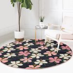 - RealHomes Dijital Baskılı Kaymaz Tabanlı Comfort Yuvarlak Halı - Realhomes  Renkli Zeminli Onedraw Çizimli Çiçek Dijital Baskılı Modern Salon ve Oturma Odası Yıkanabilir Kaymaz Tabanlı Yuvarlak Halı Realhomes