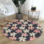 - RealHomes Dijital Baskılı Kaymaz Tabanlı Comfort Yuvarlak Halı - Realhomes  Renkli Zeminli Onedraw Çizimli Çiçek Dijital Baskılı Modern Salon ve Oturma Odası Yıkanabilir Kaymaz Tabanlı Yuvarlak Halı Realhomes
