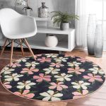 - RealHomes Dijital Baskılı Kaymaz Tabanlı Comfort Yuvarlak Halı - Realhomes  Renkli Zeminli Onedraw Çizimli Çiçek Dijital Baskılı Modern Salon ve Oturma Odası Yıkanabilir Kaymaz Tabanlı Yuvarlak Halı Realhomes