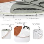 - RealHomes Dijital Baskılı Kaymaz Tabanlı Comfort Yuvarlak Halı - Realhomes  Renkli Zeminli Onedraw Çizimli Yaprak Desenli Dijital Baskılı Modern Kahverengi Salon ve Oturma Odası Kaymaz Tabanlı Yuvarlak Halı Realhomes