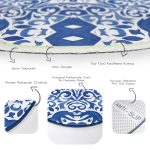 - RealHomes Dijital Baskılı Kaymaz Tabanlı Comfort Yuvarlak Halı - Realhomes  Beyaz Zeminli Çini Desenli Dijital Baskılı Modern Lacivert Mutfak Yıkanabilir Kaymaz Tabanlı Yuvarlak Halı Realhomes