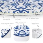 - RealHomes Dijital Baskılı Kaymaz Tabanlı Comfort Yuvarlak Halı - Realhomes  Beyaz Zeminli Çini Desenli Dijital Baskılı Modern Lacivert Mutfak Yıkanabilir Kaymaz Tabanlı Yuvarlak Halı Realhomes