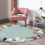 - RealHomes Dijital Baskılı Kaymaz Tabanlı Comfort Yuvarlak Halı - Realhomes  Renkli Zeminli Çiçek Desenli Dijital Baskılı Modern Turkuaz Balkon Yıkanabilir Kaymaz Tabanlı Yuvarlak Halı Realhomes