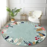 - RealHomes Dijital Baskılı Kaymaz Tabanlı Comfort Yuvarlak Halı - Realhomes  Renkli Zeminli Çiçek Desenli Dijital Baskılı Modern Turkuaz Balkon Yıkanabilir Kaymaz Tabanlı Yuvarlak Halı Realhomes