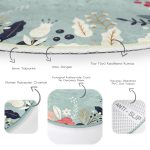 - RealHomes Dijital Baskılı Kaymaz Tabanlı Comfort Yuvarlak Halı - Realhomes  Renkli Zeminli Çiçek Desenli Dijital Baskılı Modern Turkuaz Balkon Yıkanabilir Kaymaz Tabanlı Yuvarlak Halı Realhomes