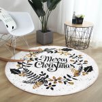 - RealHomes Dijital Baskılı Kaymaz Tabanlı Comfort Yuvarlak Halı - Realhomes  Beyaz Zeminde Merry Christmas Yazılı Dijital Baskılı Modern Gold Mutfak Yıkanabilir Kaymaz Tabanlı Yuvarlak Halı Realhomes