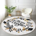 - RealHomes Dijital Baskılı Kaymaz Tabanlı Comfort Yuvarlak Halı - Realhomes  Beyaz Zeminde Merry Christmas Yazılı Dijital Baskılı Modern Gold Mutfak Yıkanabilir Kaymaz Tabanlı Yuvarlak Halı Realhomes
