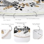 - RealHomes Dijital Baskılı Kaymaz Tabanlı Comfort Yuvarlak Halı - Realhomes  Beyaz Zeminde Merry Christmas Yazılı Dijital Baskılı Modern Gold Mutfak Yıkanabilir Kaymaz Tabanlı Yuvarlak Halı Realhomes