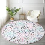 - RealHomes Dijital Baskılı Kaymaz Tabanlı Comfort Yuvarlak Halı - Realhomes  Realhomes Suluboya Yaprak Desenli Dijital Baskılı Renkli Yatak Odası Yıkanabilir Kaymaz Tabanlı Yuvarlak Halı Realhomes