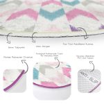 Realhomes Rengarenk Geometrik Dijital Baskılı Pembe Banyo Yıkanabilir Kaymaz Tabanlı Yuvarlak Kadife Halı Realhomes