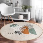 - RealHomes Dijital Baskılı Kaymaz Tabanlı Comfort Yuvarlak Halı - Realhomes  Pastel Renkli Onedraw Çizimli Geometrik Desenli Dijital Baskılı Modern Salon ve Oturma Odası Kaymaz Tabanlı Yuvarlak Halı Realhomes