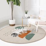 - RealHomes Dijital Baskılı Kaymaz Tabanlı Comfort Yuvarlak Halı - Realhomes  Pastel Renkli Onedraw Çizimli Geometrik Desenli Dijital Baskılı Modern Salon ve Oturma Odası Kaymaz Tabanlı Yuvarlak Halı Realhomes