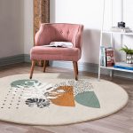 - RealHomes Dijital Baskılı Kaymaz Tabanlı Comfort Yuvarlak Halı - Realhomes  Pastel Renkli Onedraw Çizimli Geometrik Desenli Dijital Baskılı Modern Salon ve Oturma Odası Kaymaz Tabanlı Yuvarlak Halı Realhomes