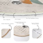 - RealHomes Dijital Baskılı Kaymaz Tabanlı Comfort Yuvarlak Halı - Realhomes  Pastel Renkli Onedraw Çizimli Geometrik Desenli Dijital Baskılı Modern Salon ve Oturma Odası Kaymaz Tabanlı Yuvarlak Halı Realhomes