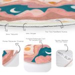 - RealHomes Dijital Baskılı Kaymaz Tabanlı Comfort Yuvarlak Halı - Realhomes  Renkli Zeminde Ay Güneş Temalı Dijital Baskılı Modern Turuncu Salon ve Oturma Odası Yıkanabilir Kaymaz Tabanlı Yuvarlak Halı Realhomes